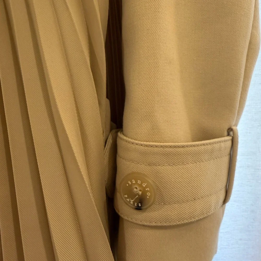 Sandro Vino Pleated Trench Coat New Sz 38 - Picture 3 of 6